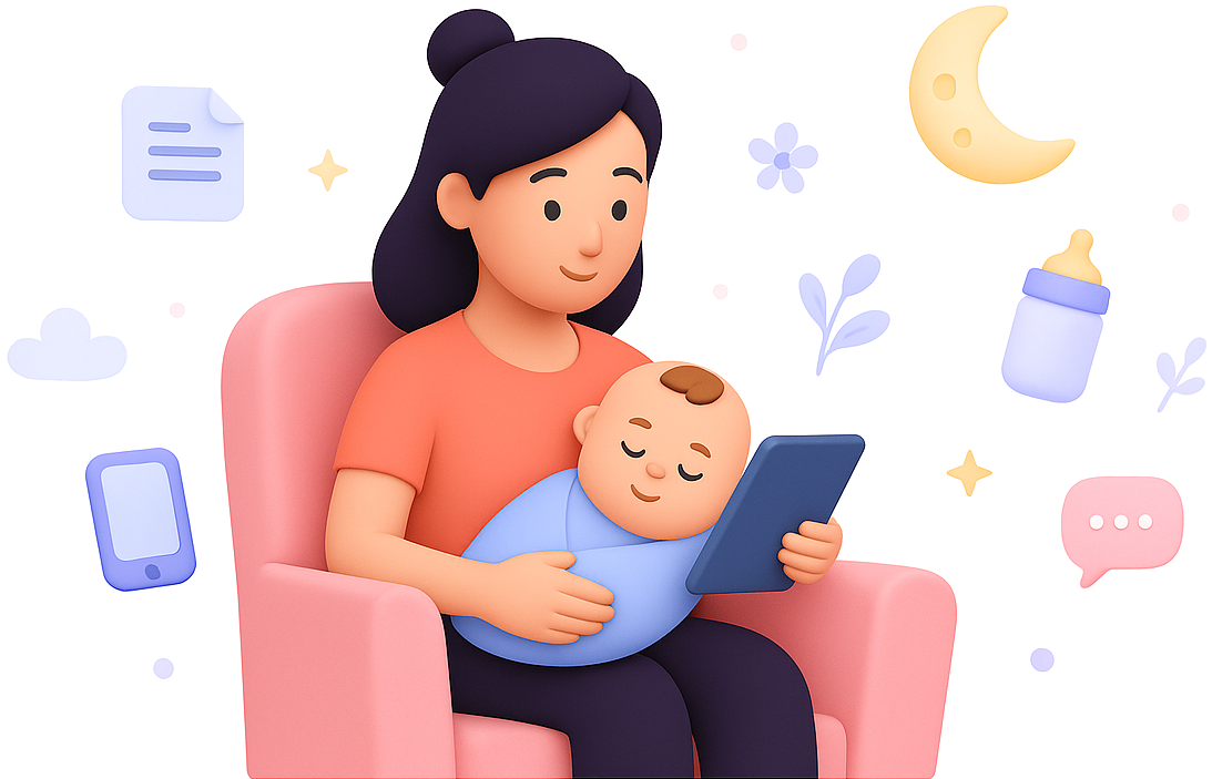 Ilustración para el blog de Via Láctea sobre lactancia y sueño infantil